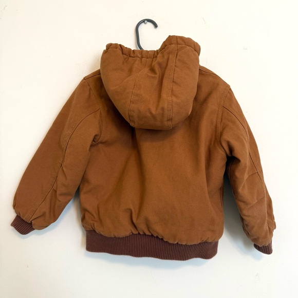 Carhartt Toddler Brown Hooded Canvas Jacket Coat 4T Quilted Lined - Picture 6 of 11